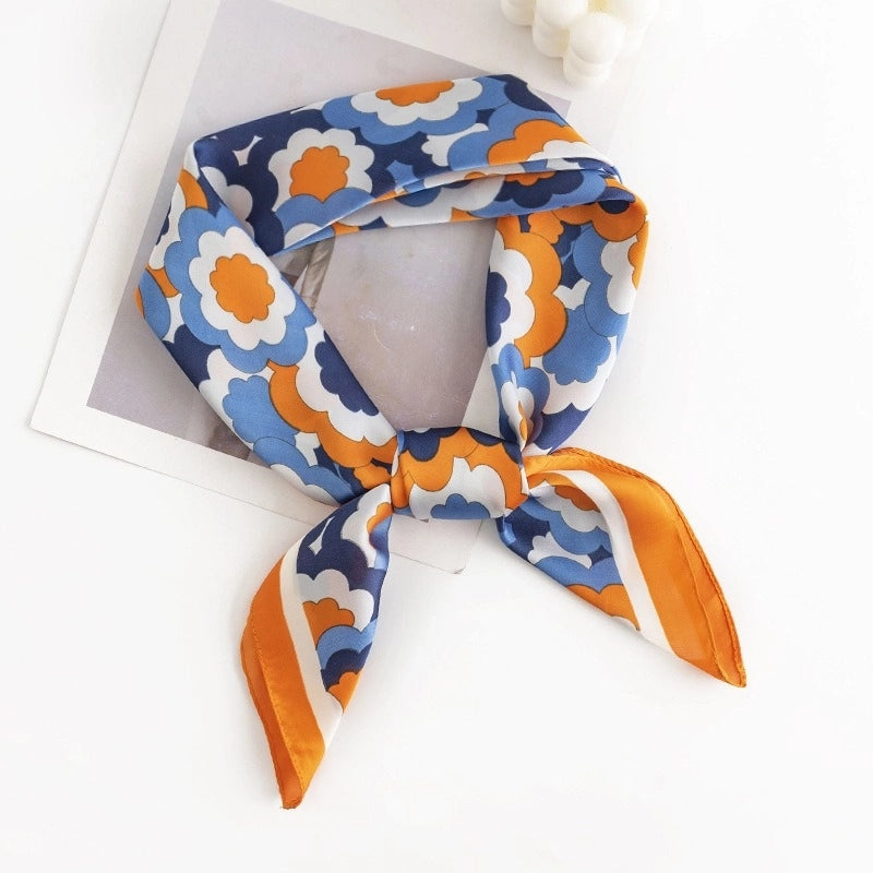 Women's Sweet Color Block Polyester Printing Silk Scarf