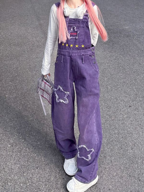 Purple Denim Overalls  KF9943