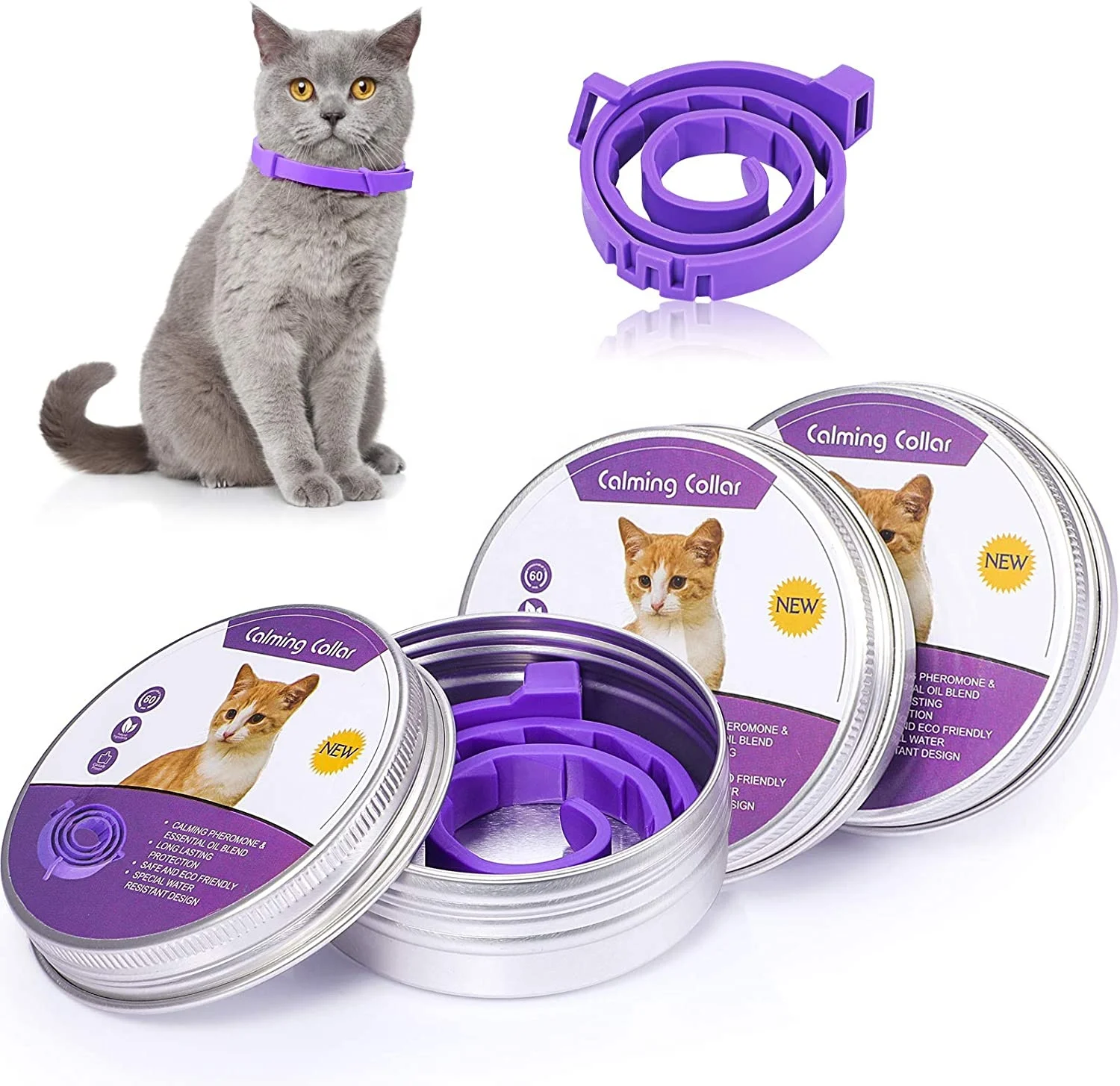 Nature Safe Waterproof Pet Collar Adjustable Anxiety Dog Cat Calming Collar