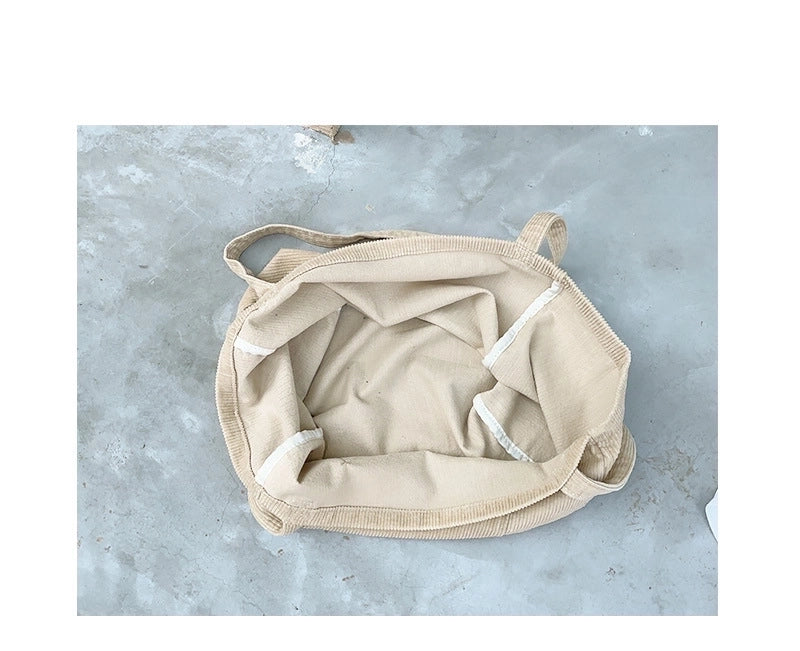 Women's Large Corduroy Solid Color Basic Open Underarm Bag