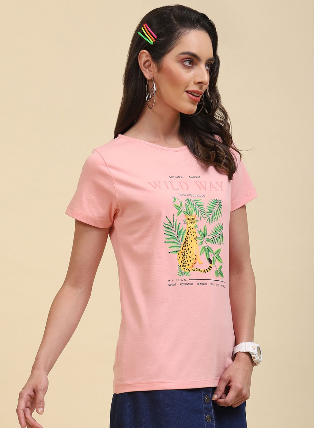 Women Peach Printed Top