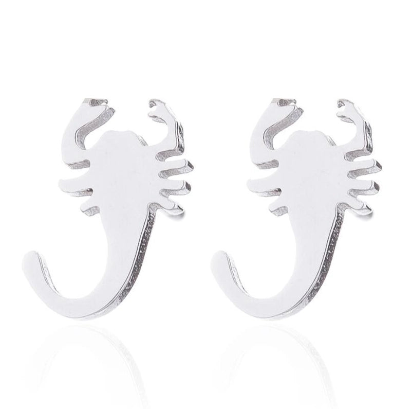 Minimalist Letter Cat Elephant Stainless Steel Plating Hollow Out Ear Studs 1 Pair