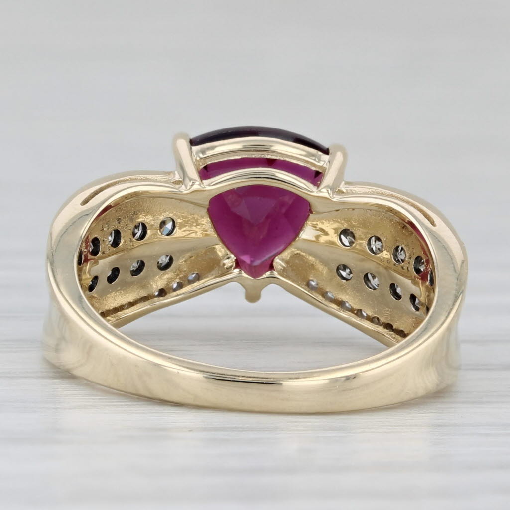 1.41ctw Rhodolite Garnet Diamond Ring 10k Yellow Gold Size 4.75
