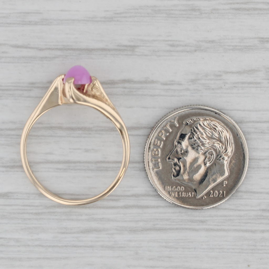 Lab Created Star Ruby Cabochon Solitaire Bypass Ring 14K Yellow Gold Ring Size 6