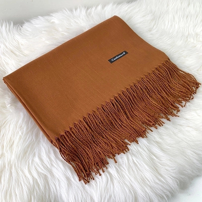 Autumn And Winter Imitation Cashmere Scarf Classic Double-sided Solid Color Men's And Women's Warm Large Shawl Dual-use Scarf
