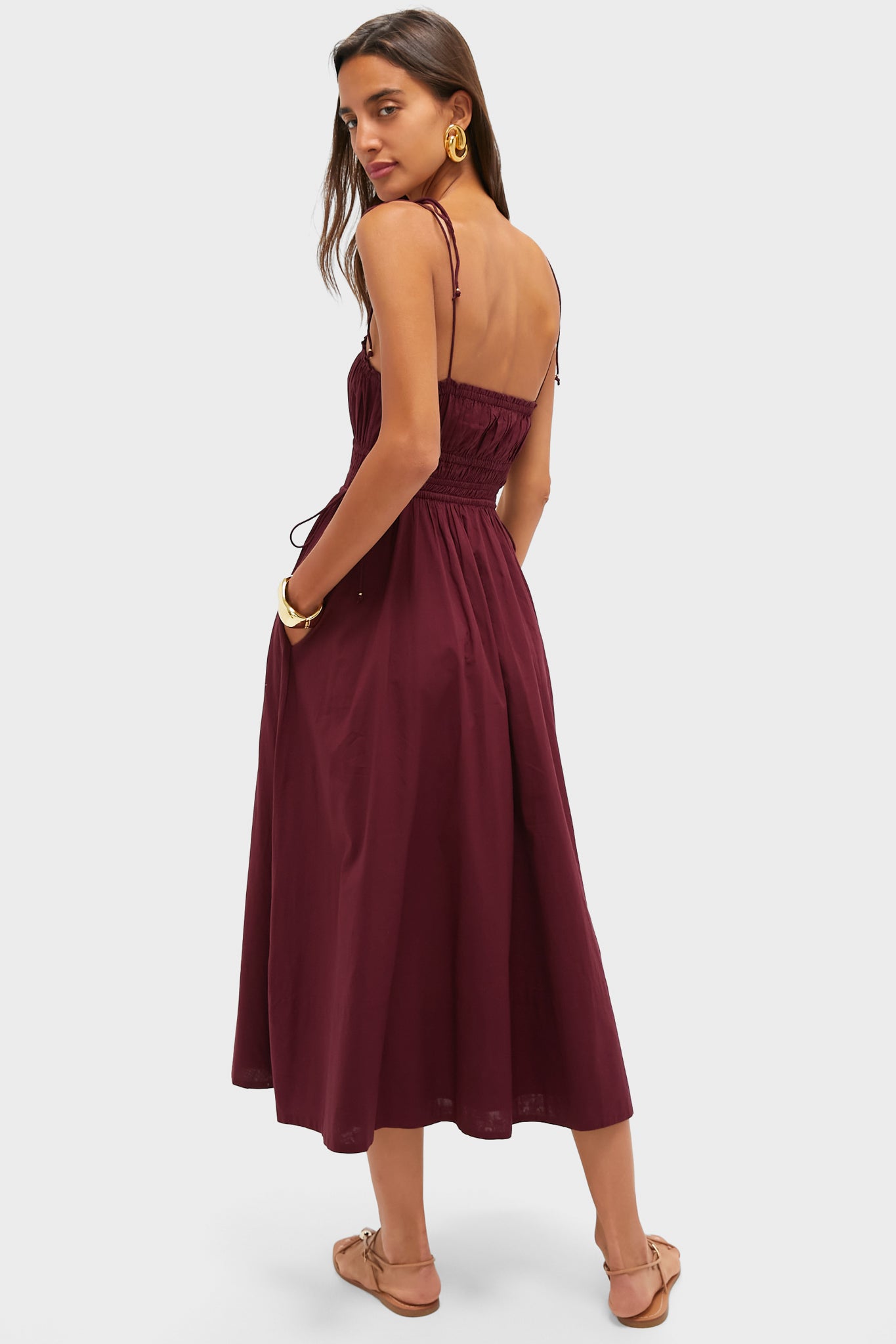 Bordeaux Eldora Midi Dress