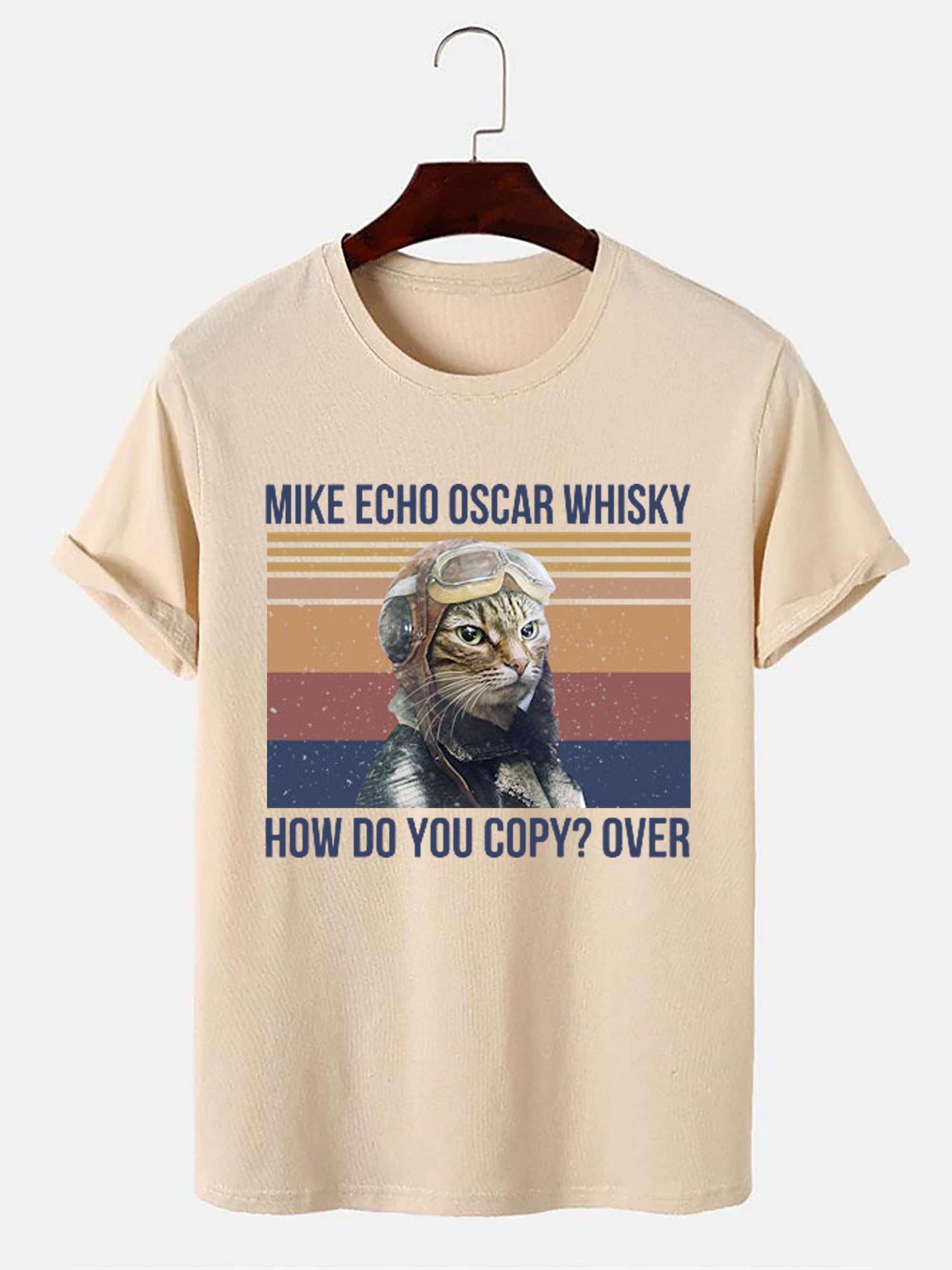Women's Funny Cat Print Crew Neck T-Shirt
