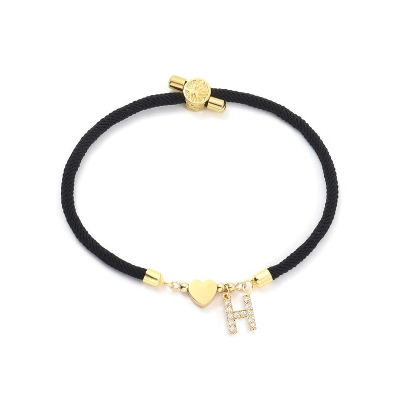 Minimalist Classic Style Letter 304 Stainless Steel Nylon Copper Zircon Bracelets In Bulk