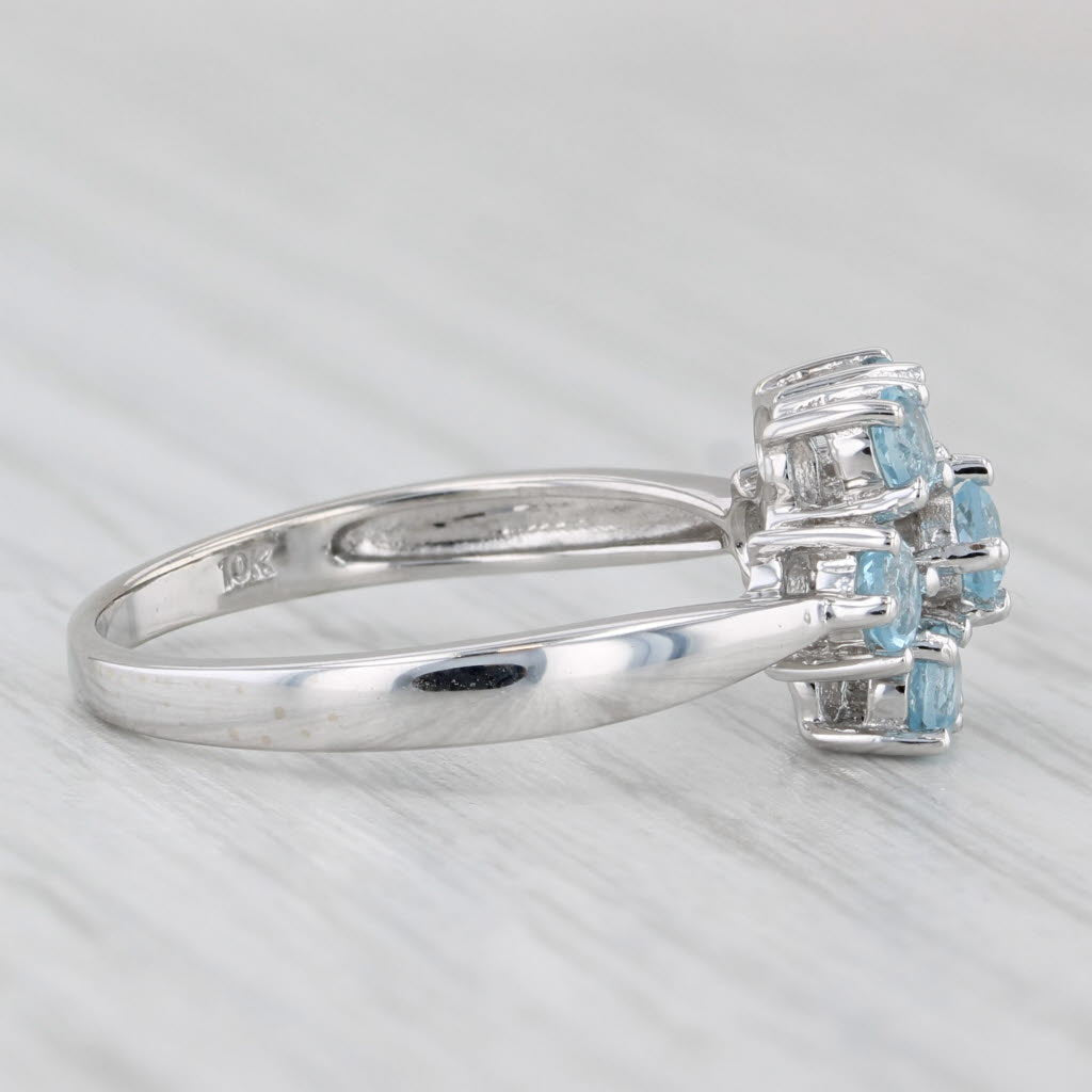 0.96ctw Blue Topaz Cluster Ring 10k White Gold Size 7.25
