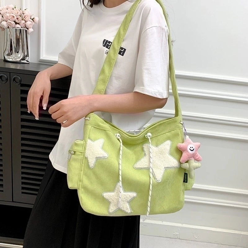 Women's Large All Seasons Velvet Star Vacation Square Zipper Tote Bag