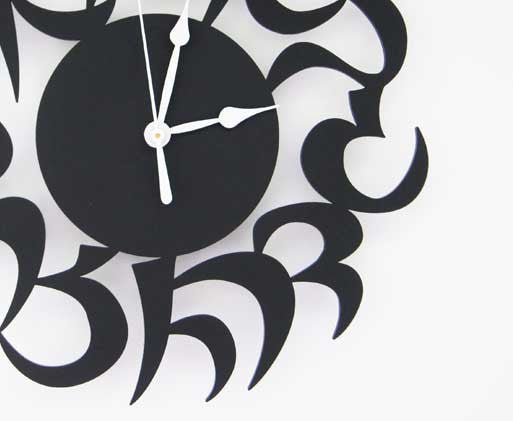 Modern Alef Bet Clock Black