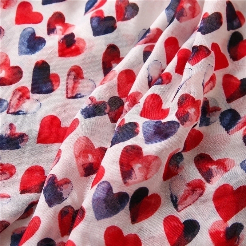 New Sweet Red Love Cotton And Linen Scarf