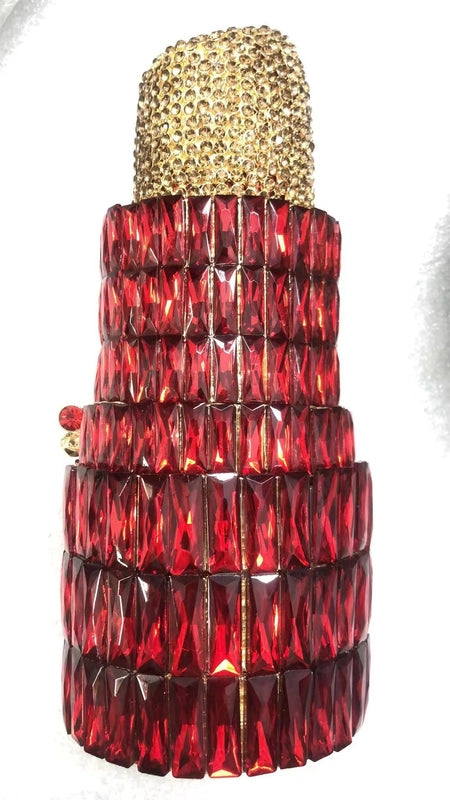 New Lipstick Diamond Evening Bag Banquet Full Diamond Hand Lipstick Women's Bag Rhinestone Chain Clutch