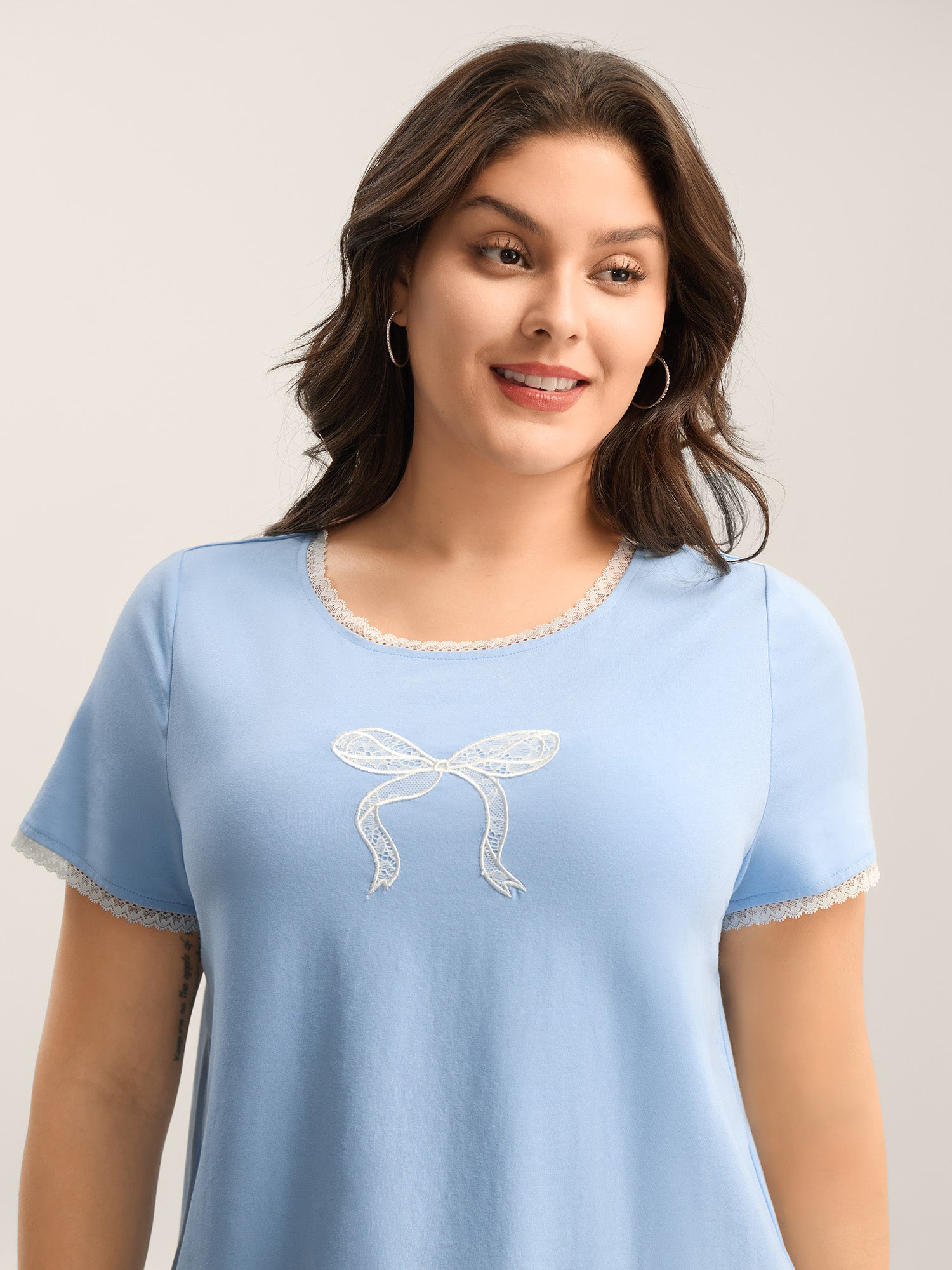 Pure Cotton Embroidered Lace Solid Top