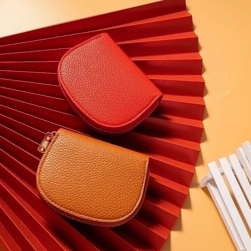 Unisex Solid Color Pu Leather Zipper Coin Purses