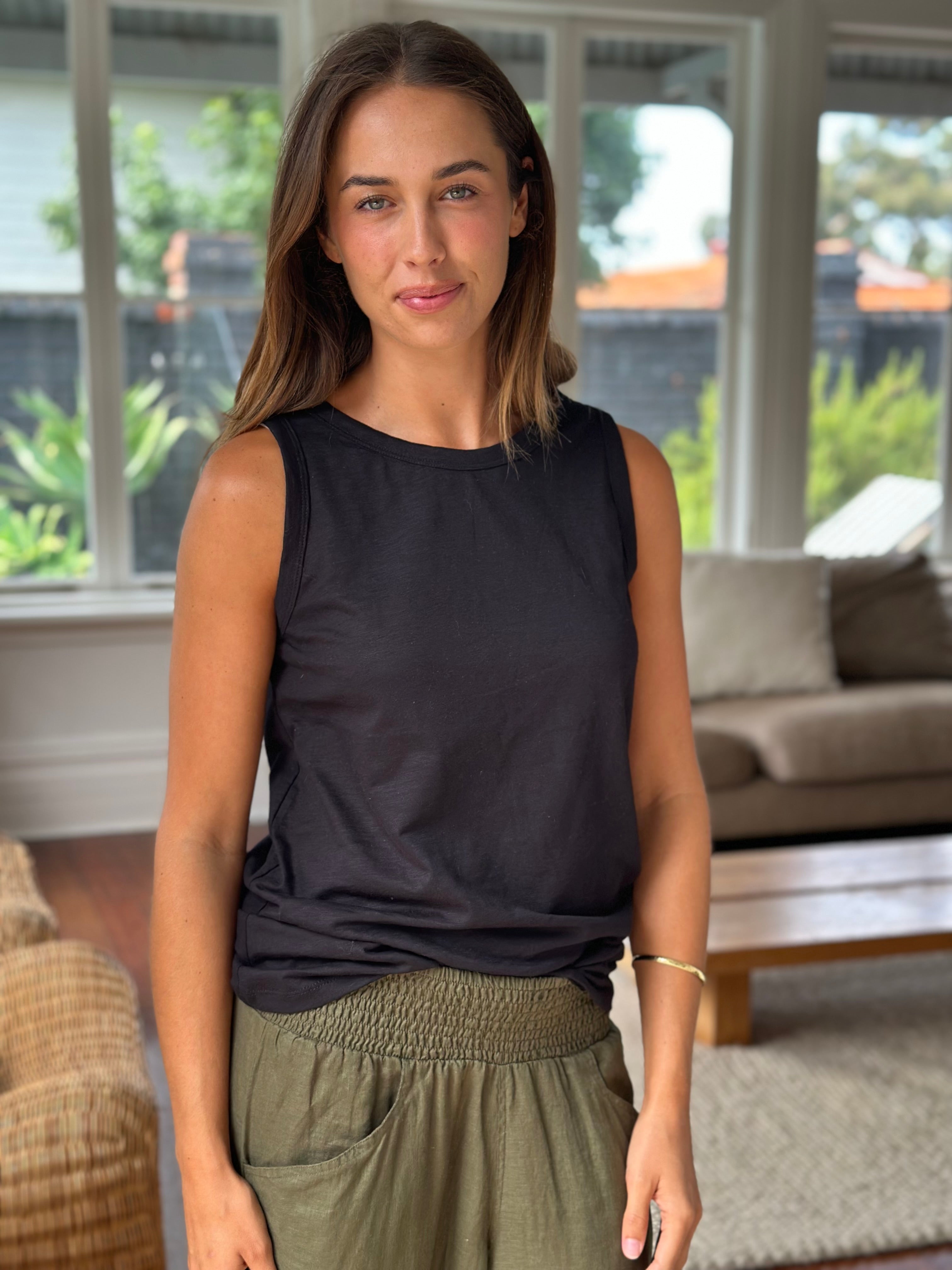 vera tank - black cotton