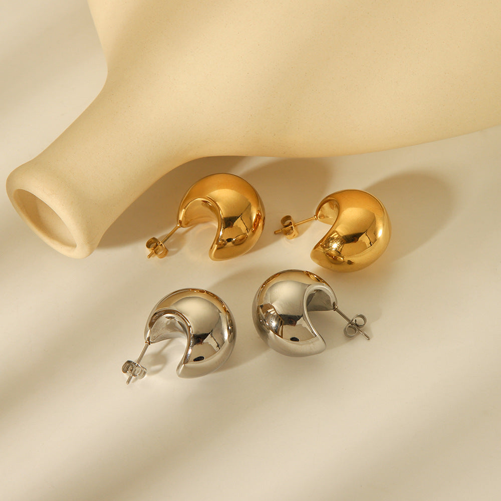 IG Style Sphere Geometric Stainless Steel Electroplating Earrings
