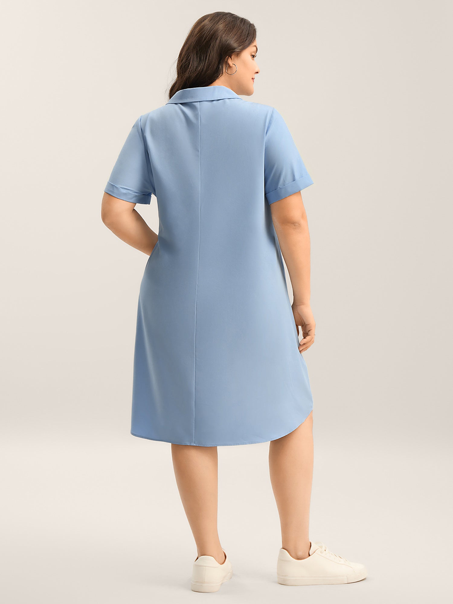 Woven Knotted Solid Shirt Dress