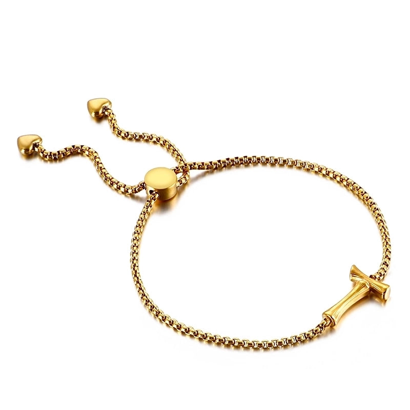 Casual Minimalist Letter Heart Shape Stainless Steel 18K Gold Plated Bracelets In Bulk