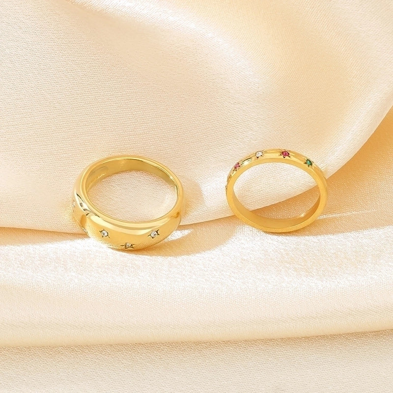 Vintage Style Classic Style Hexagram 304 Stainless Steel 18K Gold Plated Rings