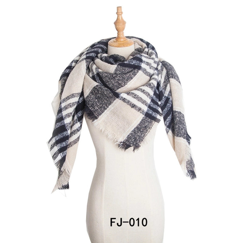 Autumn And Winter New Ring Yarn Thickened Double-sided Lattice Prick Scarf Scarf Women's Scarf Shawl Manufacturers
