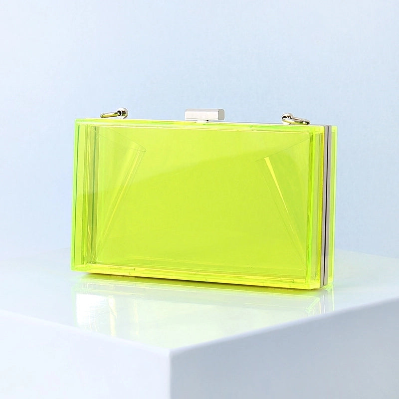 White Black Transparent Arylic Solid Color Square Evening Bags