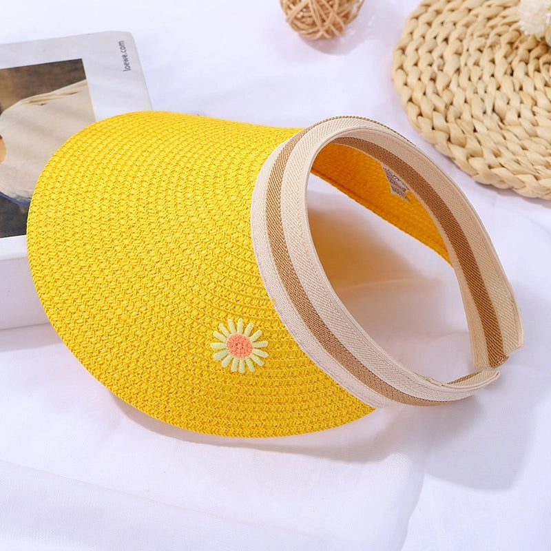 Women's Mini Straw Daisy Vintage Style Round Zipper Straw Bag