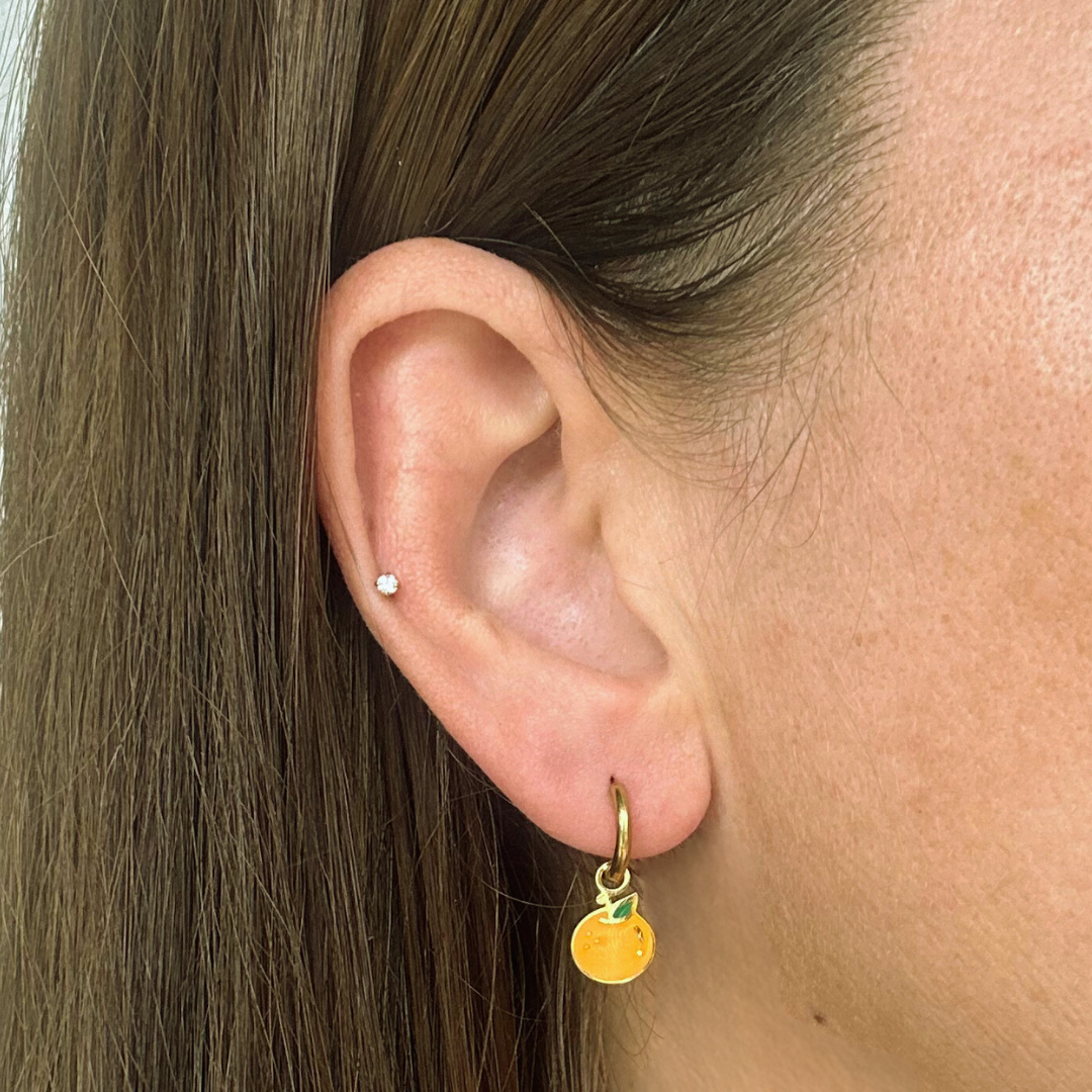 Orange charm hoops - Gold