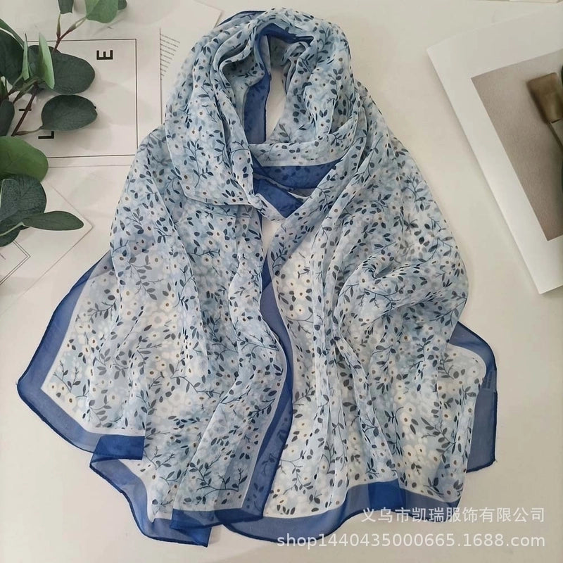 Women's Vacation Color Block Floral Polyester Silk Scarves