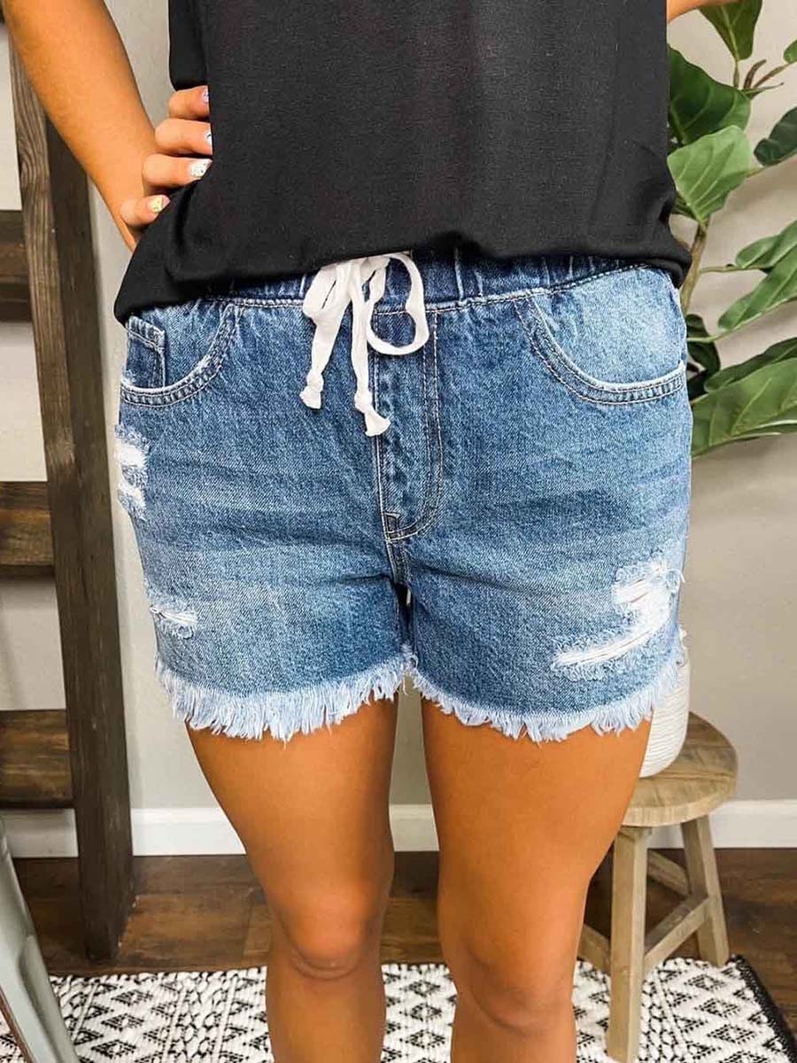 Distressed Jogger Shorts