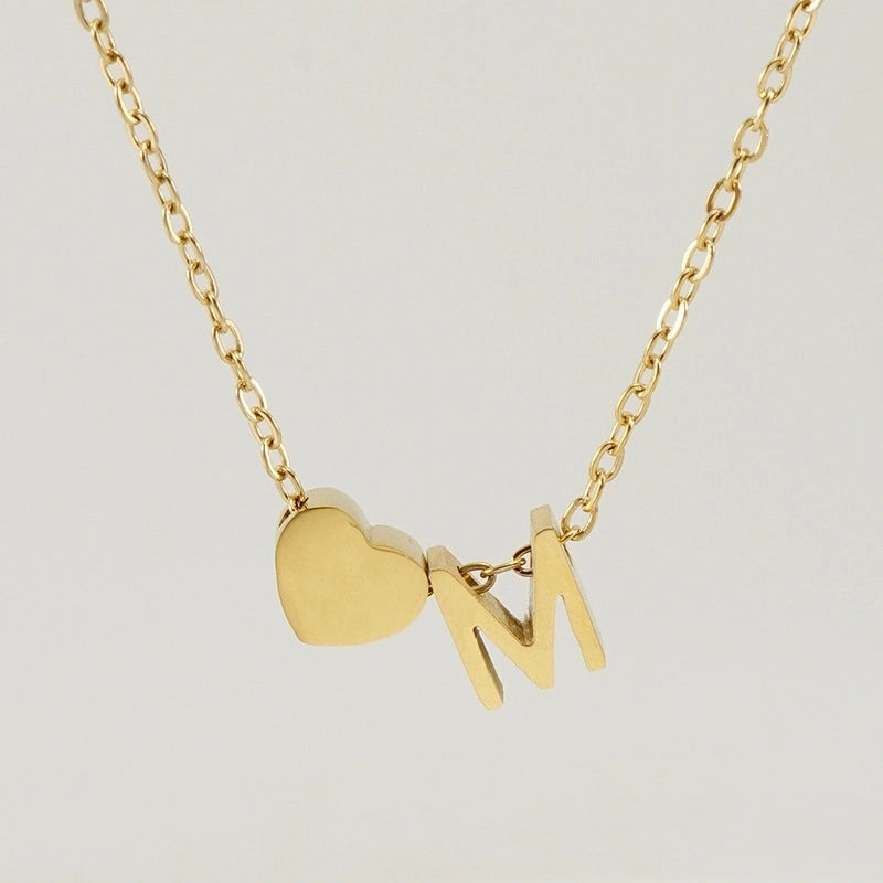 Fashion Letter Heart Shape 304 Stainless Steel 18K Gold Plated Gold Plated Stainless Steel Necklaces