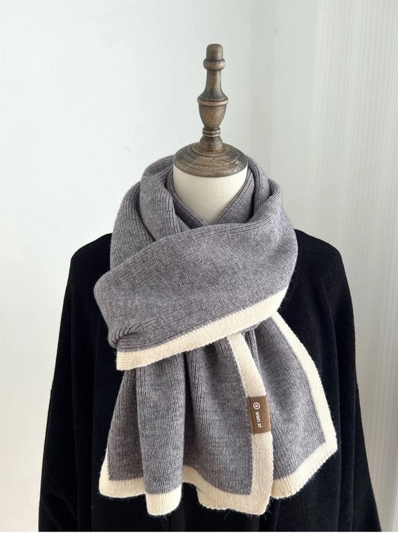 White Color Scarf Winter New Sense Of Knitted Wool Scarf Small Design Boys And Girls