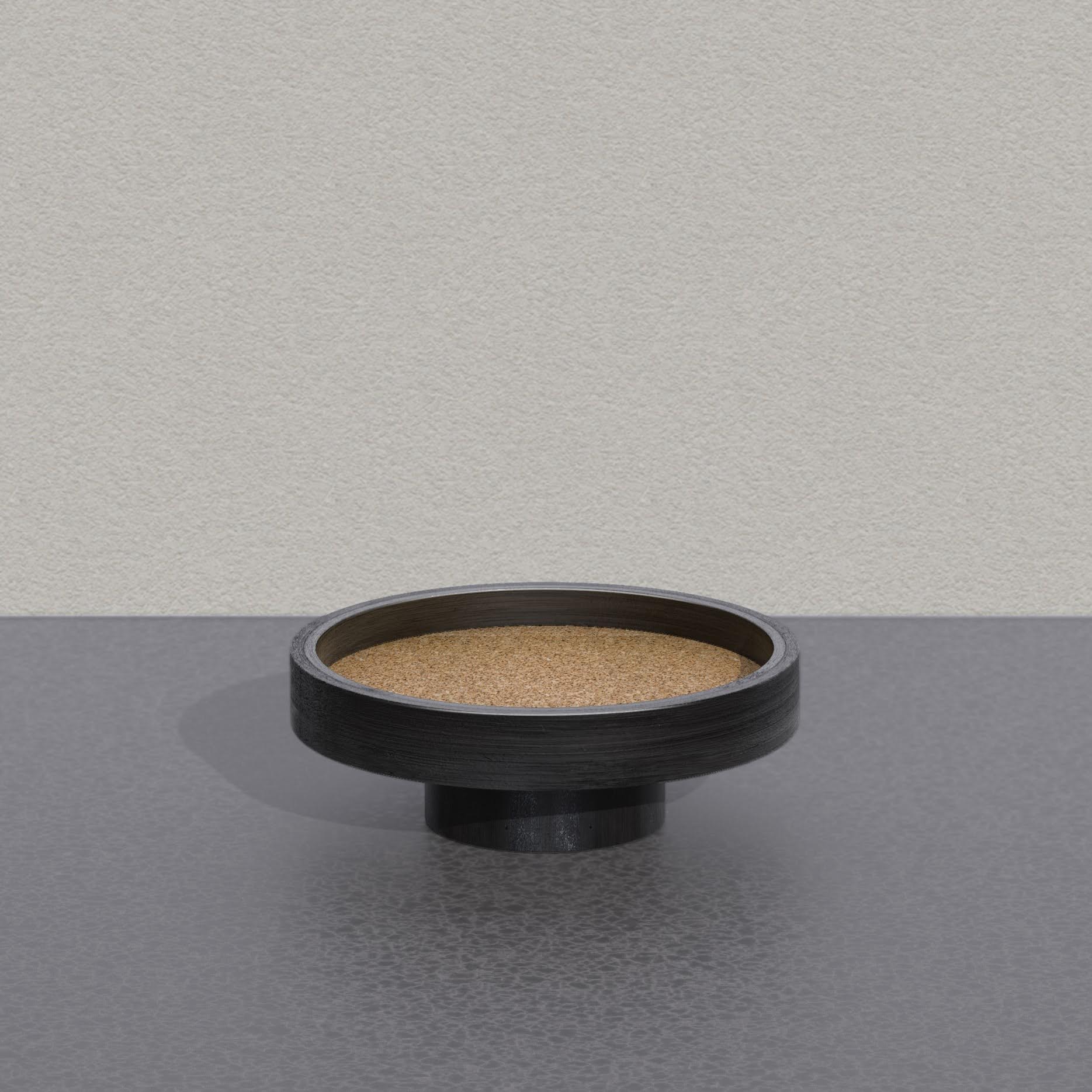 Podium Round Tray: Handmade Bamboo Tray for Photography Cosmetics Food [20cm/7.8in(Dia) x 7cm/2.75in(H)] Black Edition