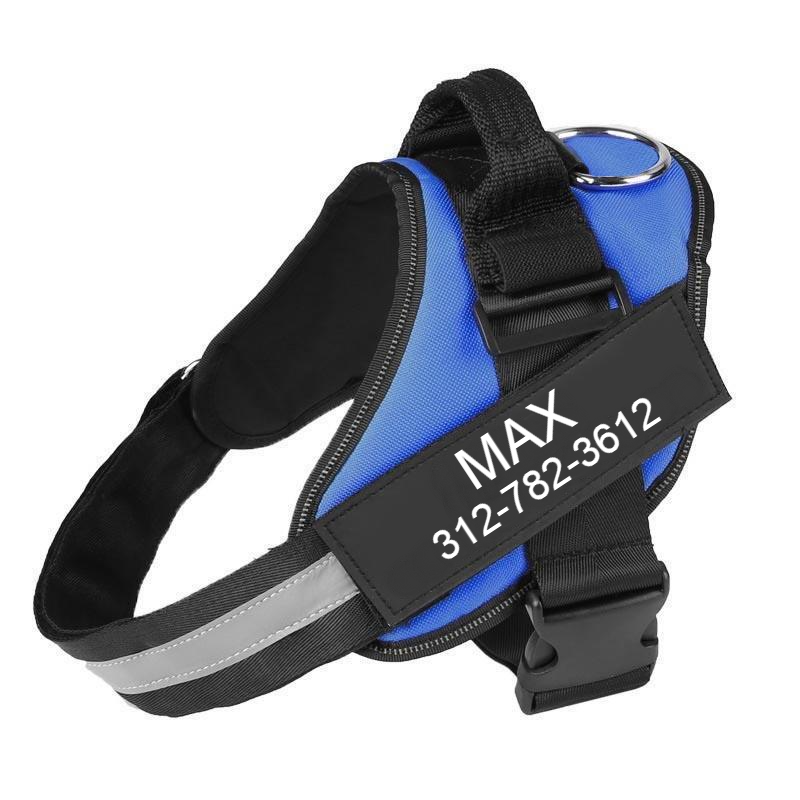 Custom No Pull Dog Harness with Name and Phone Number. Heavy Duty Personalized Pet Vest