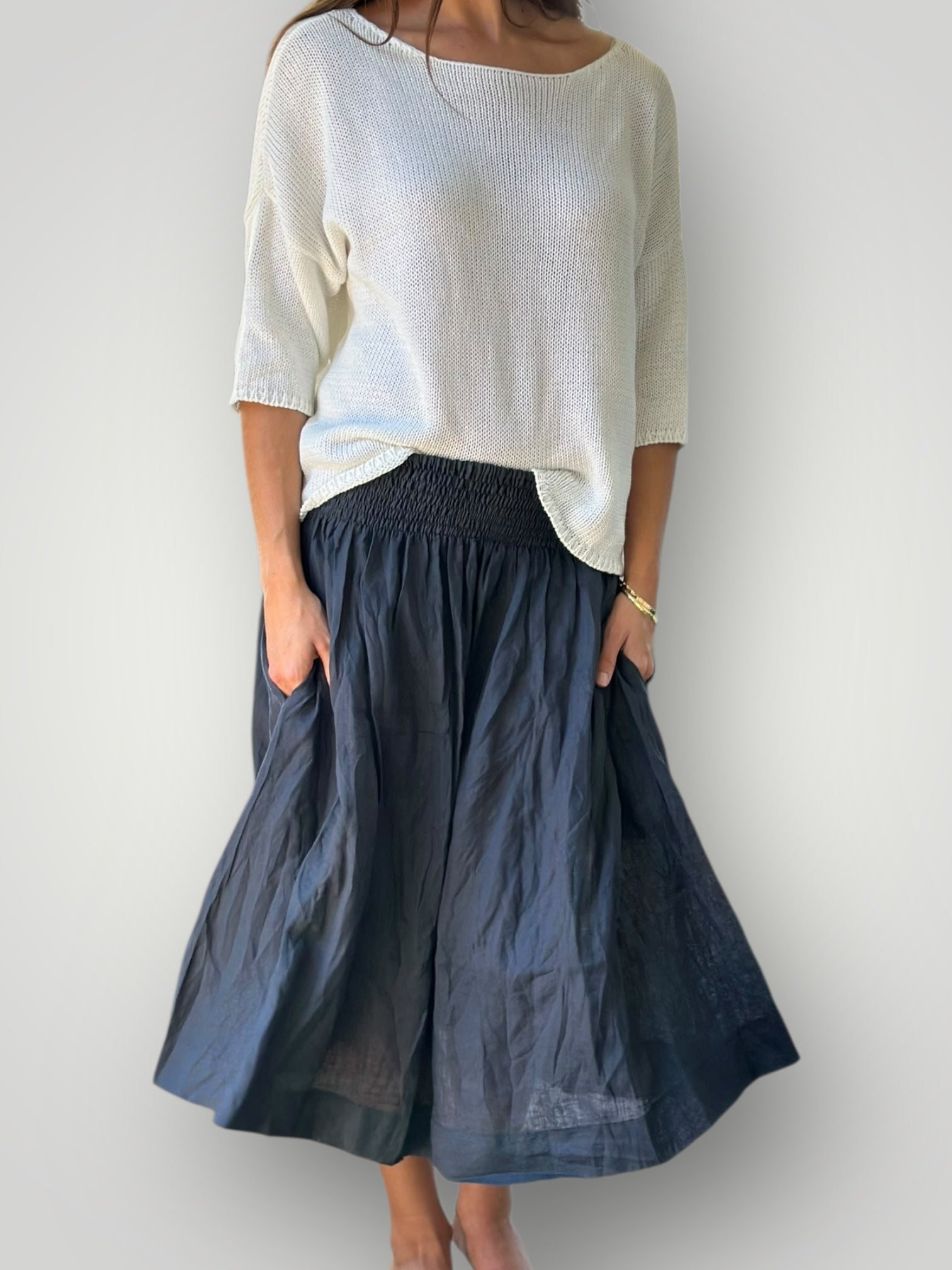 lola skirt - charcoal linen