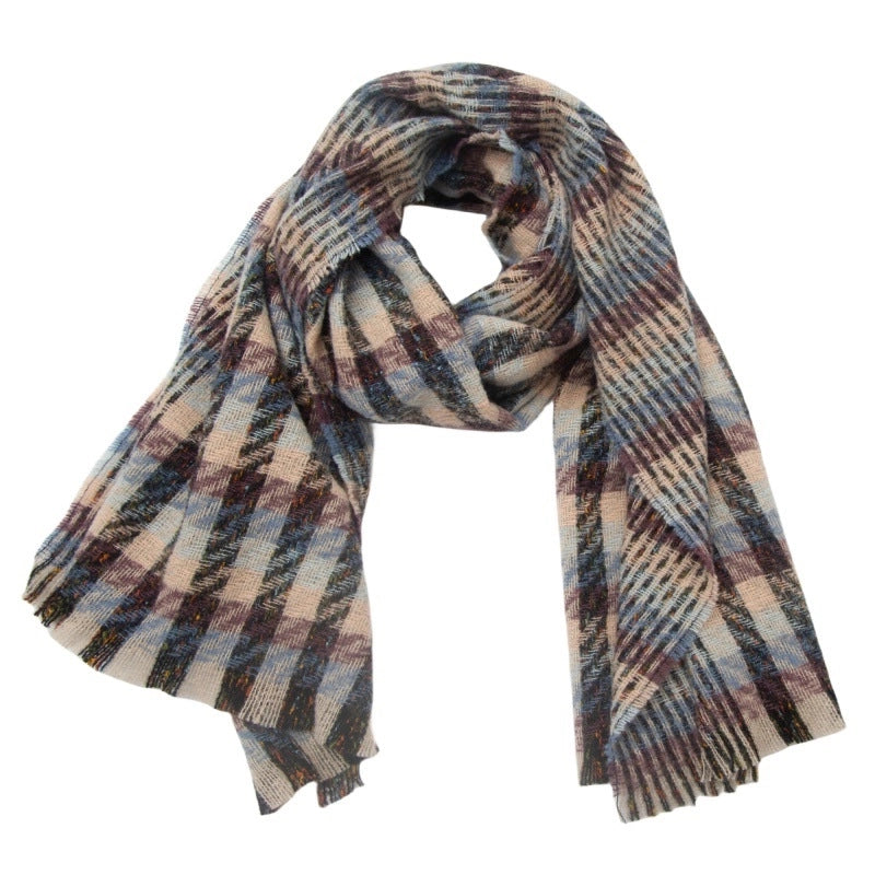 Unisex Casual Minimalist Lattice Polyester Tassel Scarf