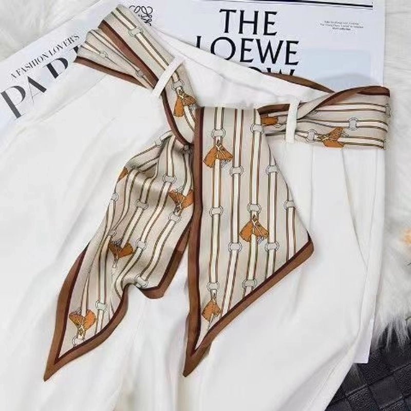 Women's Minimalist Color Block Polyester Printing Silk Scarf
