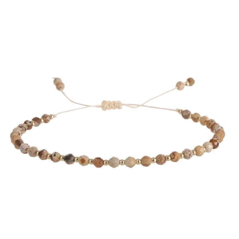 Minimalist Round Natural Stone Knitting Drawstring Bracelets