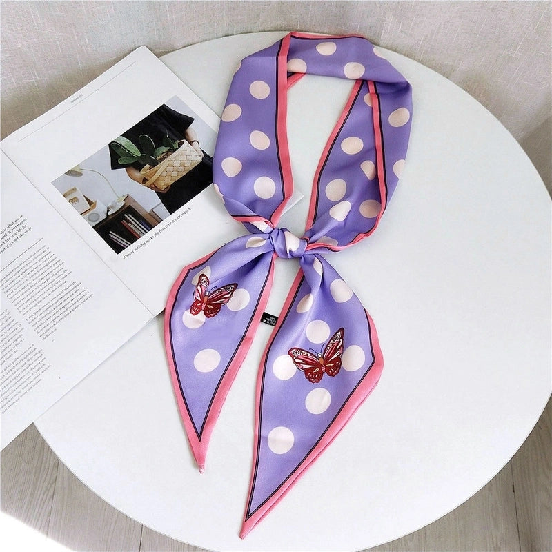 Women's Sweet Polka Dots Heart Shape Butterfly Polyester Satin Printing Silk Scarves
