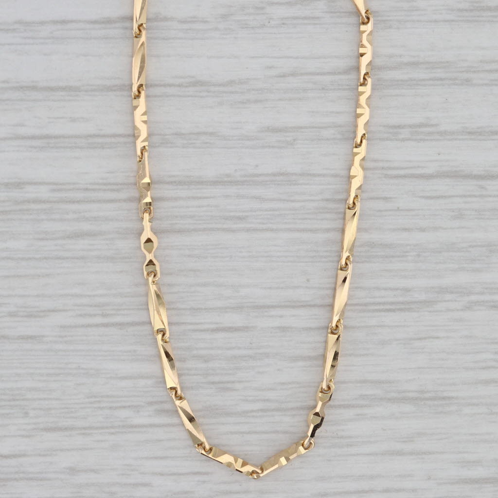Beveled Link Chain Necklace 18k Yellow Gold 19.5 1.5mm