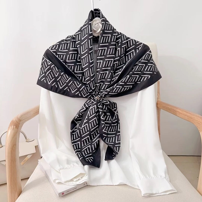 Women's Vintage Style Streetwear Printing Polyester Silk Scarf
