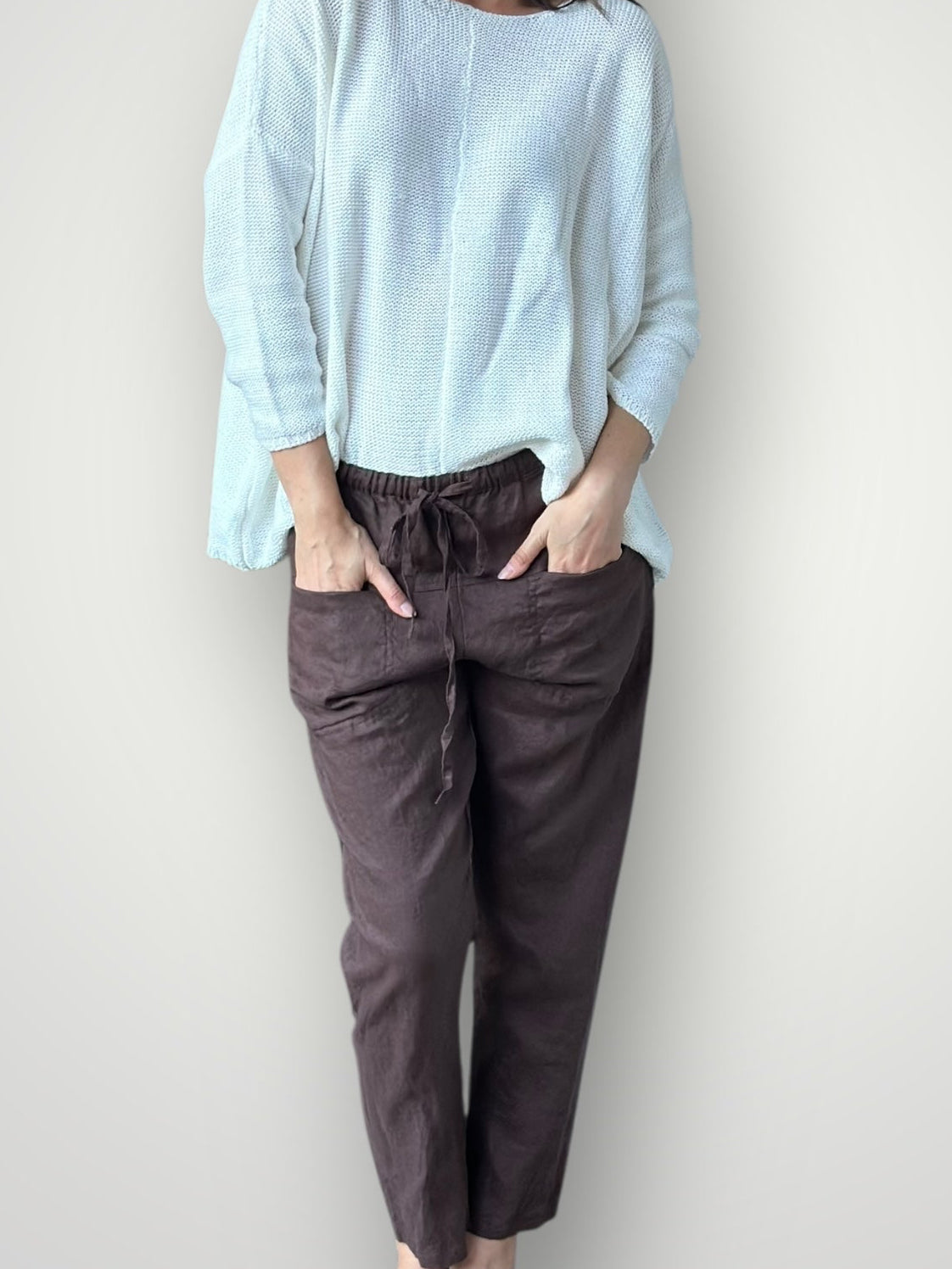 jessie pants - chocolate linen