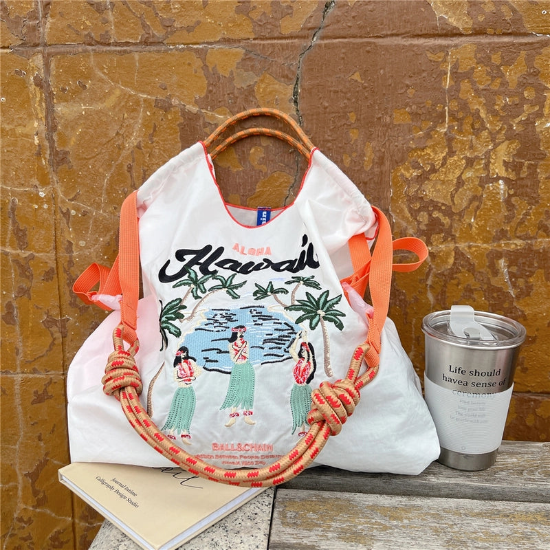 Women's Medium Polyester Animal Plant Streetwear Square Open Shopping Bags