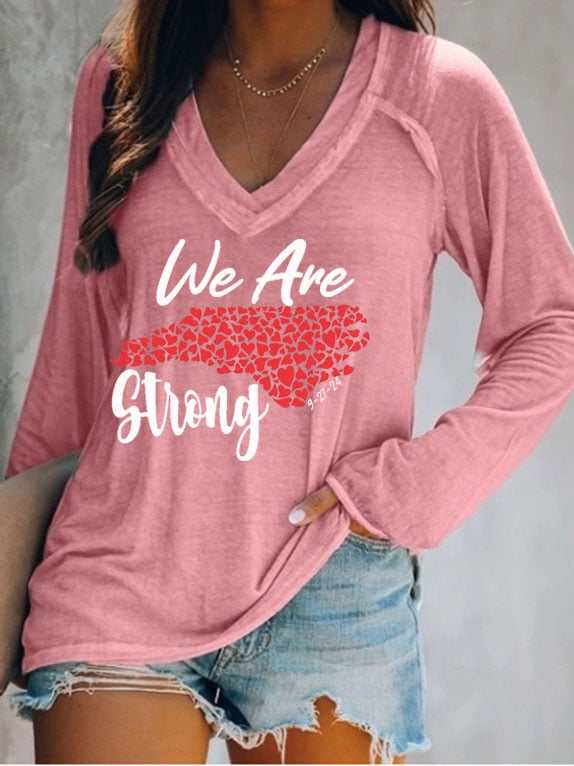 Women's North Carolina We Are Strong Print V-Neck T-Shirt