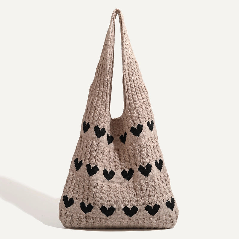 Women's Large Polyester Heart Shape Basic Square Open Tote Bag