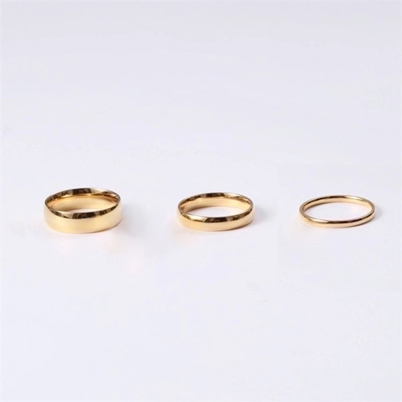 Stainless Steel 14K Gold Plated Minimalist Plating Geometric Rings