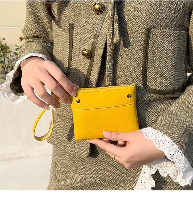 Women's Small Pu Leather Solid Color Basic Classic Style Square Zipper Coin Purse