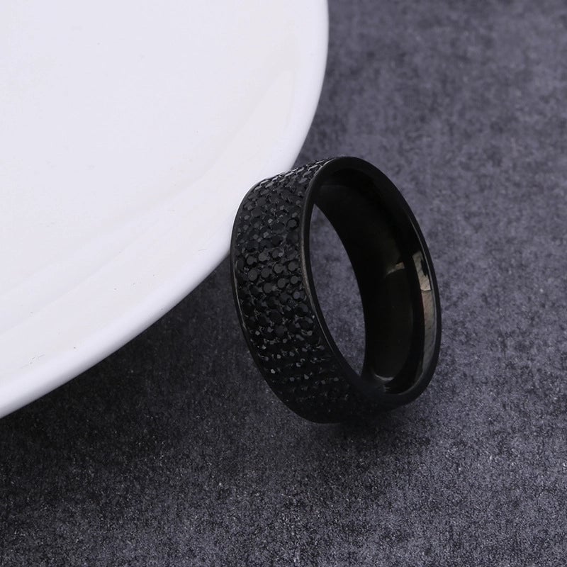 Stainless Steel Minimalist Geometric Inlay Zircon Rings