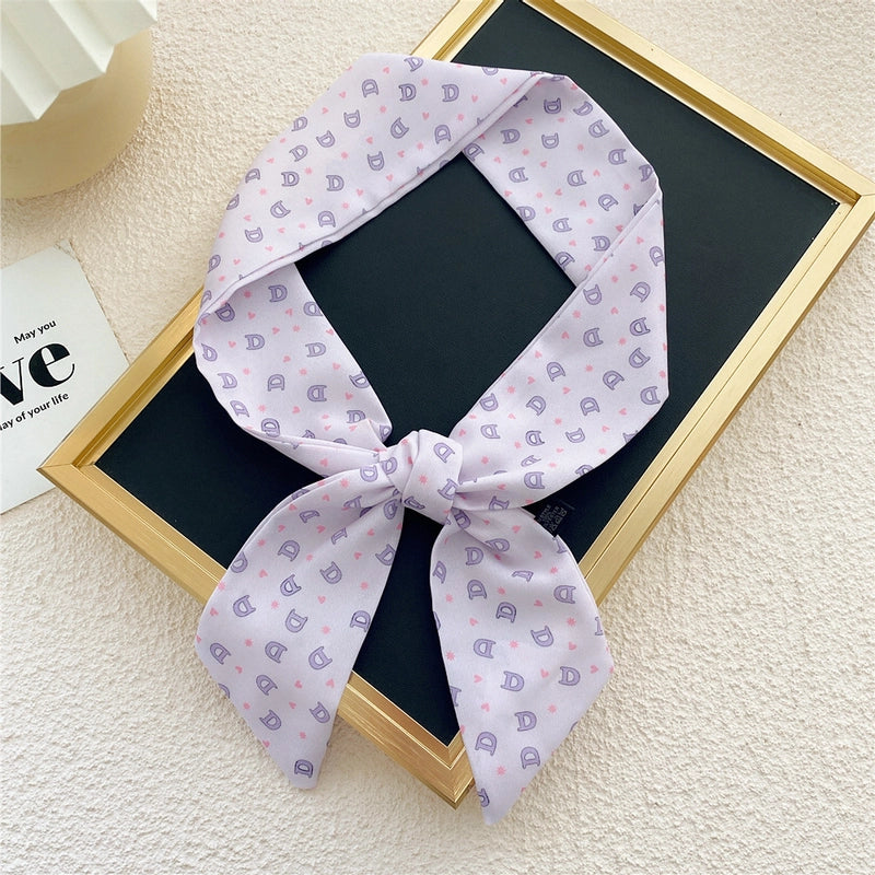 Fashion Printing Streamer Narrow Silk Scarf