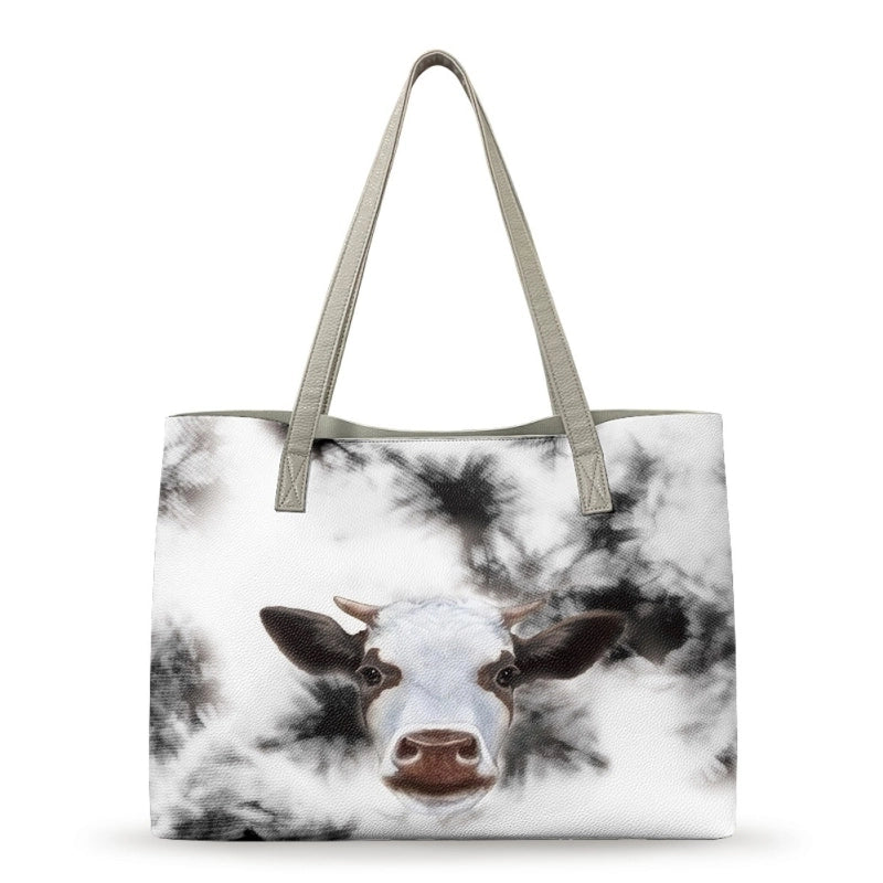 Women's Medium Pu Leather Customized Color Block Vintage Style Classic Style Square Open Tote Bag